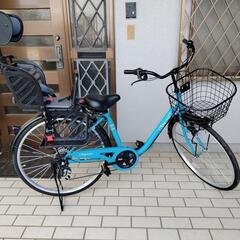 自転車２６インチ　子供乗せ付き　　ライトブルー
