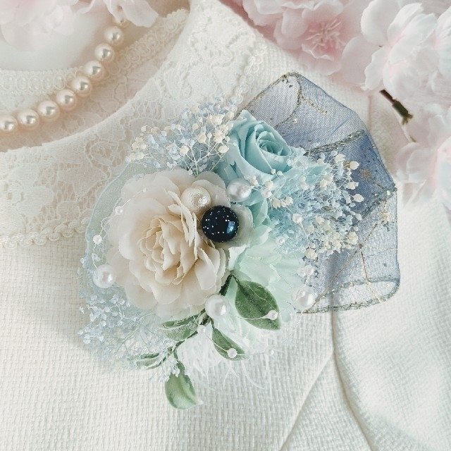 ✨清楚な薔薇のコサージュ✨霞草コサージュ✨入学式✨卒業式No.326