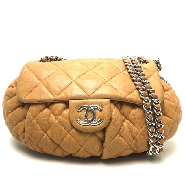 シャネル A49889 マトラッセ チェーンショルダーバッグ キャラメルブラウン