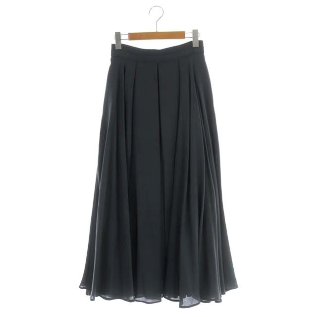 エブール ebure プリーツロングスカート フレア タック 36 ライトグレー