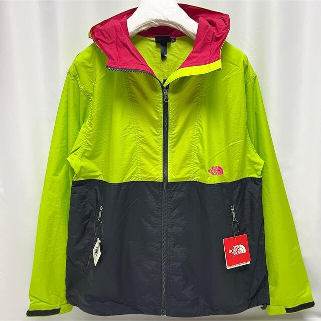 L 新品 ノースフェイス コンパクト ジャケット 黒 黄緑 マウンテン パーカ
