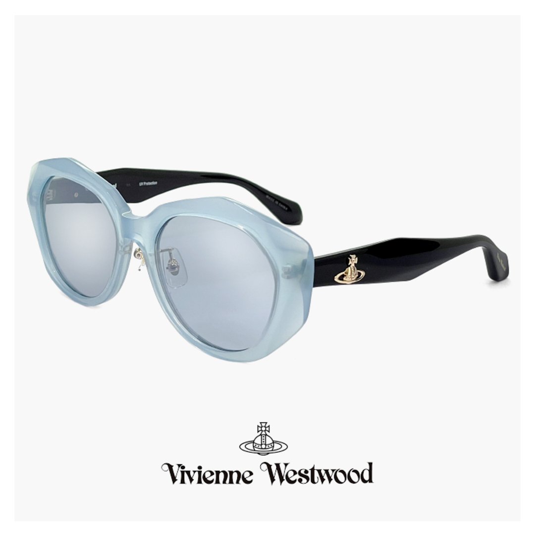 【新品】 41-5002 c01 54mm レディース ヴィヴィアン ウエストウッド サングラス ミラーレンズ Vivienne Westwood uvカット 紫外線対策 キャットアイ フォックス 型 フレーム 小さめ 小さい サイズ オーブ ライト ブルー カラー アジアンフィット モデル