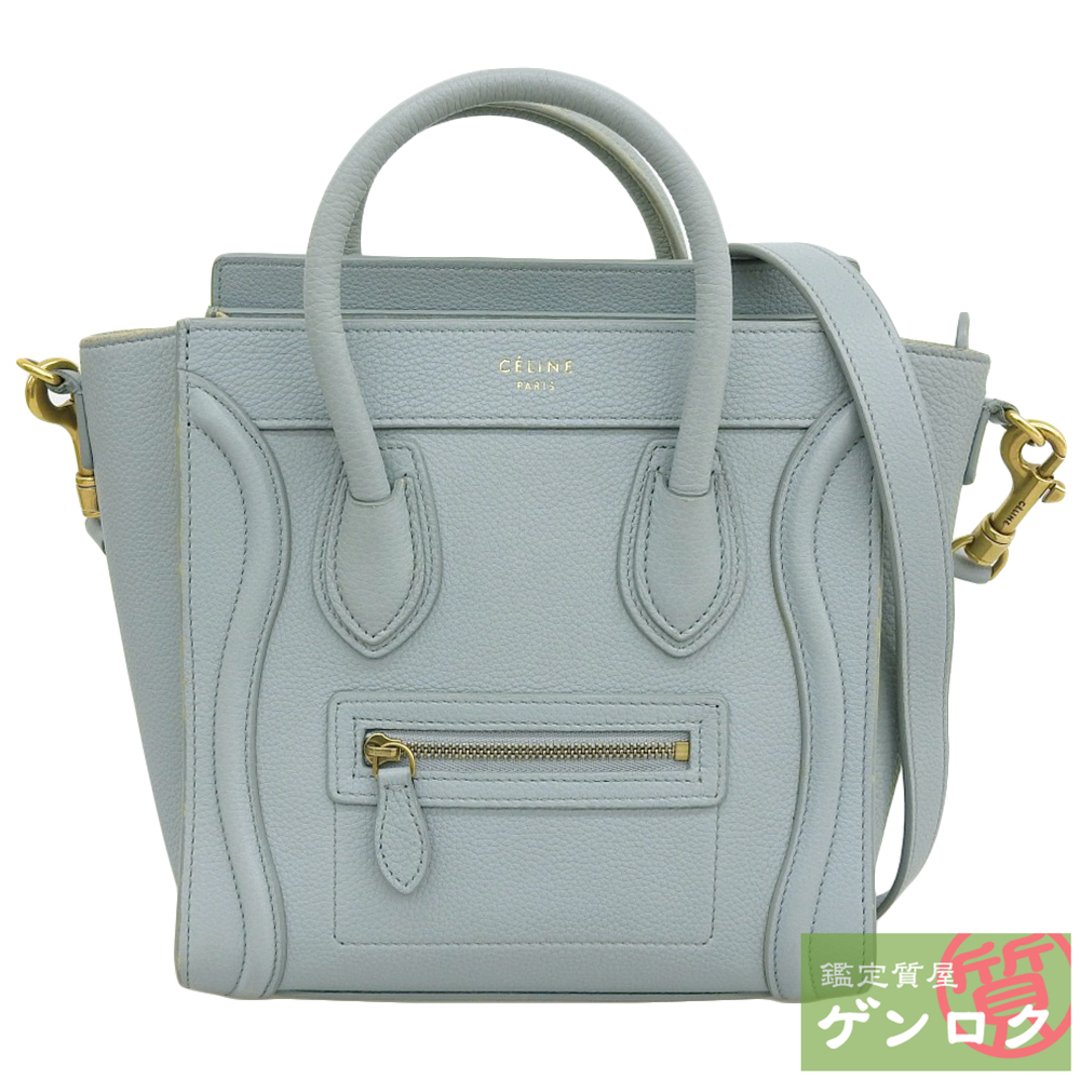 【中古】CELINE セリーヌ ラゲージ ナノショッパー 2WAY ショルダーバッグ ハンドバッグ 斜め掛け ライトブルー レザー 2017年製 レディース【質屋】