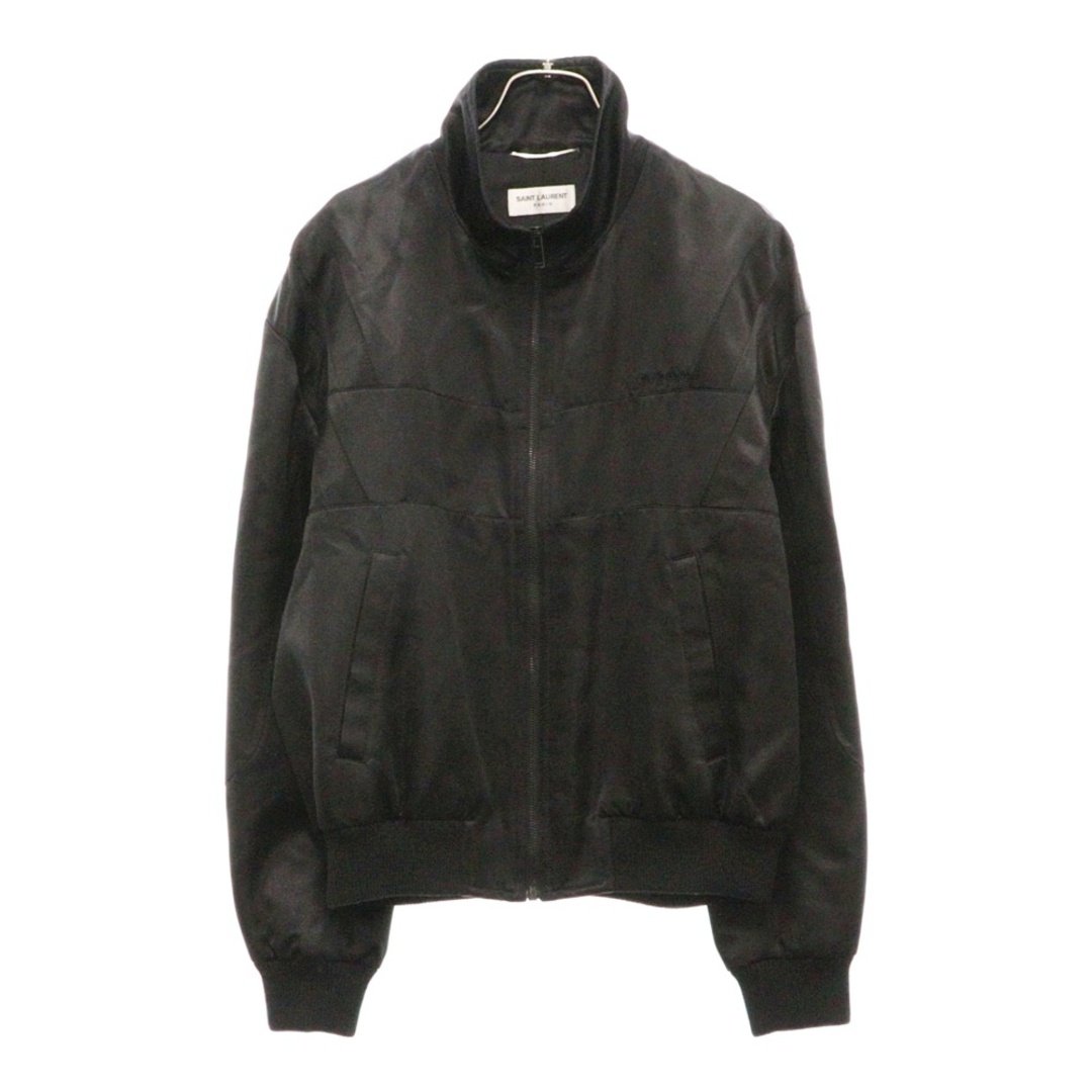 SAINT LAURENT PARIS サンローランパリ ロゴ刺繍 サテントラックジャケット ブルゾン ブラック 779952 Y2D60