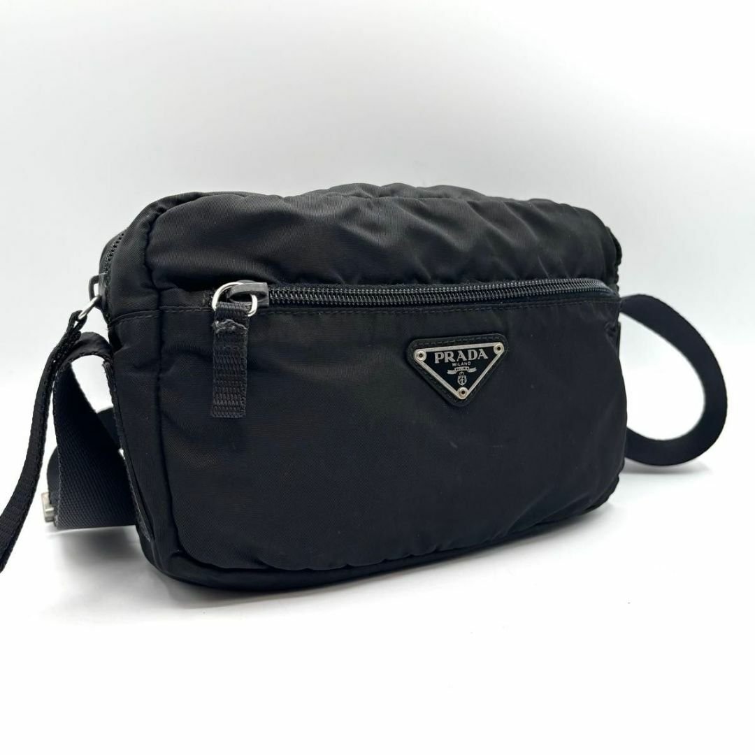 大人気　PRADA プラダ　三角ロゴ　ショルダーバッグ　23cm ブラック