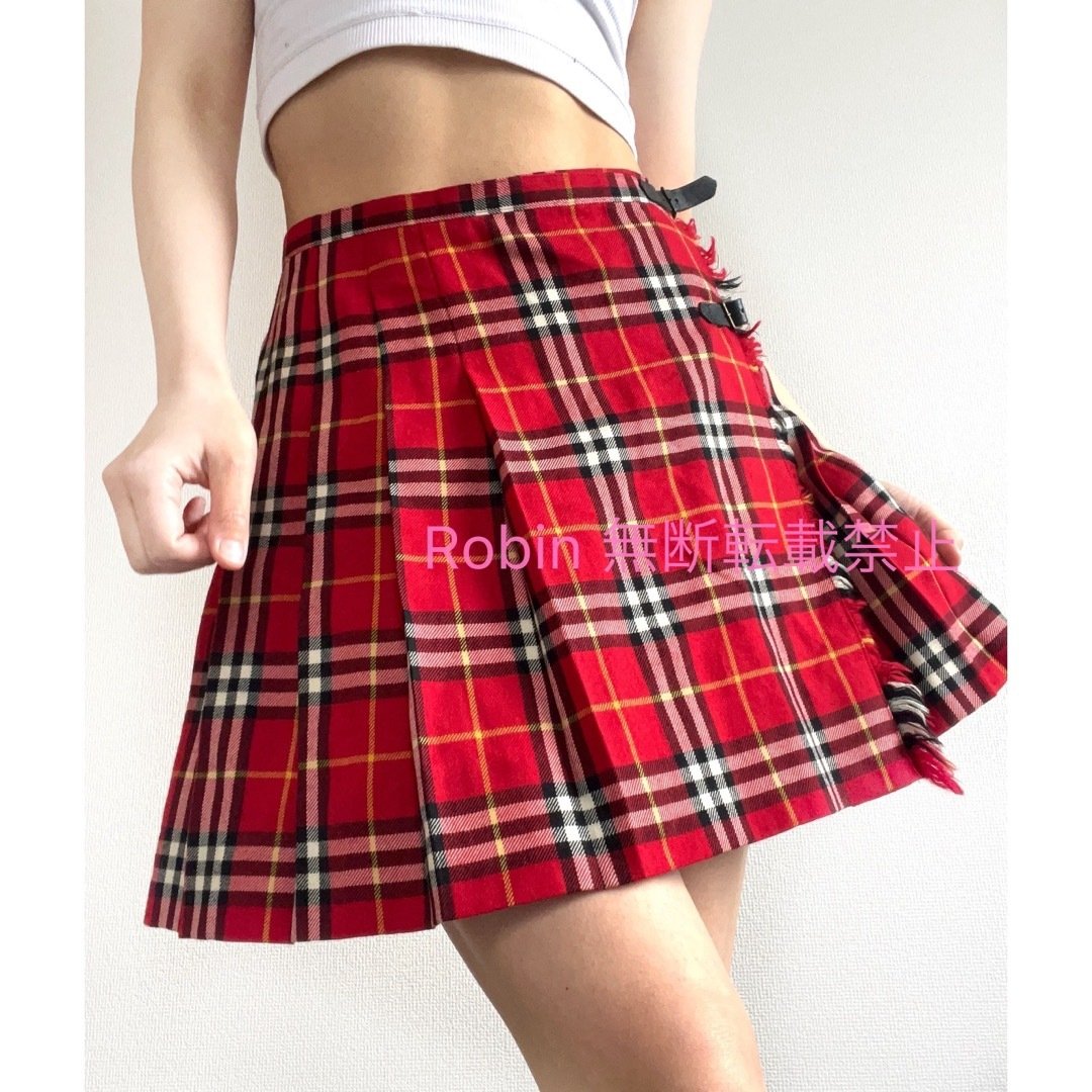 激レア　バーバリー　y2k 平成ギャル　ベルテッド　プリーツ　ラップスカート