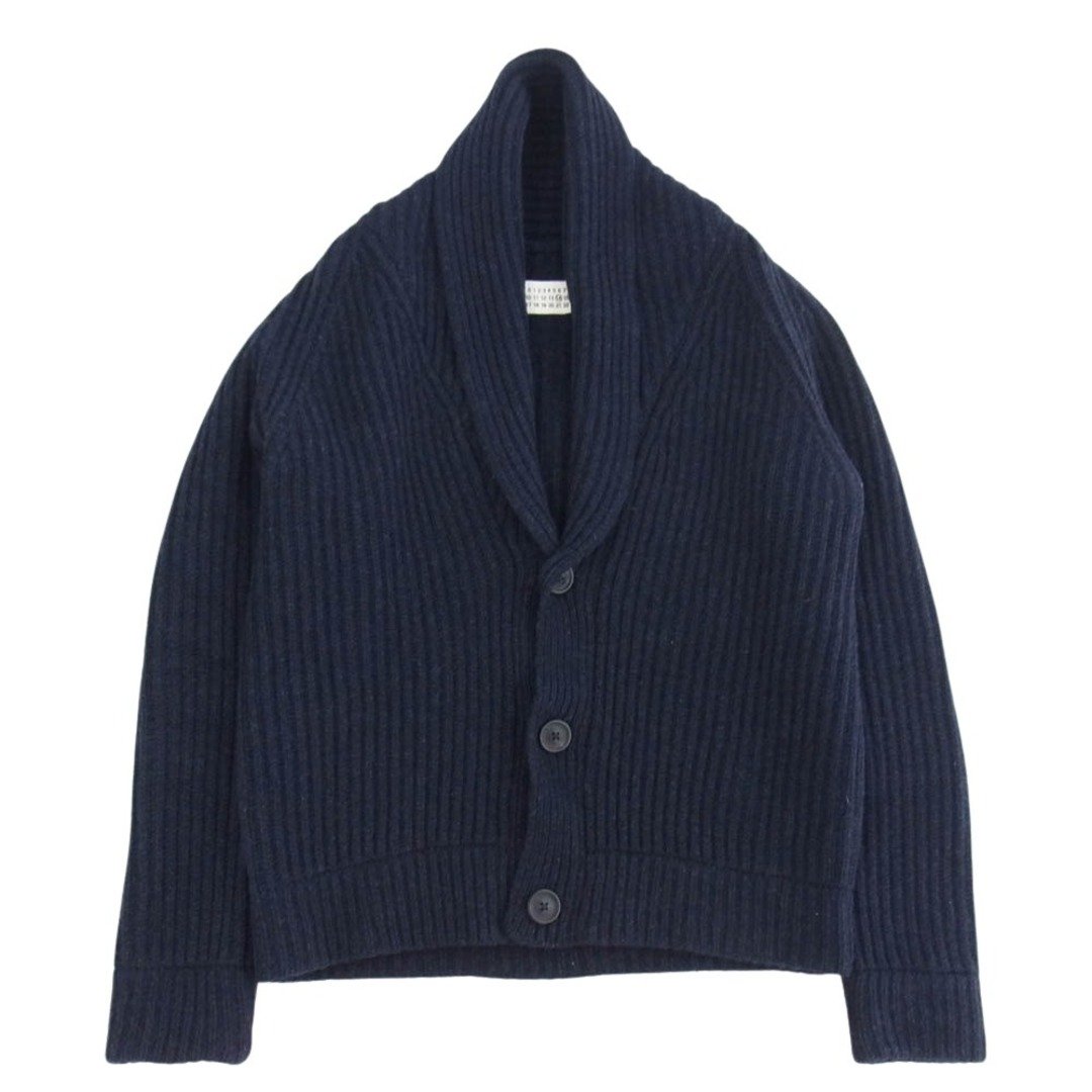 MAISON MARTIN MARGIELA メゾンマルタンマルジェラ S50HA0263 ここのえタグ 14ライン 4つタグ ショールカラー ウール カーディガン ネイビー系 S【中古】