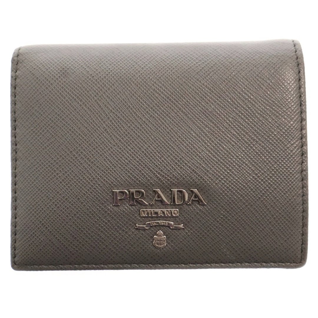 PRADA プラダ サフィアーノ 二つ折り財布 グレー×ピンク レザー