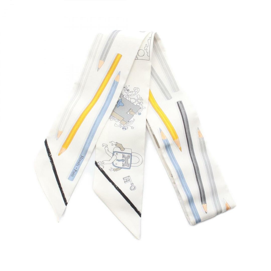 エルメス HERMES ツイリー A VOS CRAYONS スカーフ 衣料品 シルク シルク レディース ホワイト系 / マルチカラー 【中古】