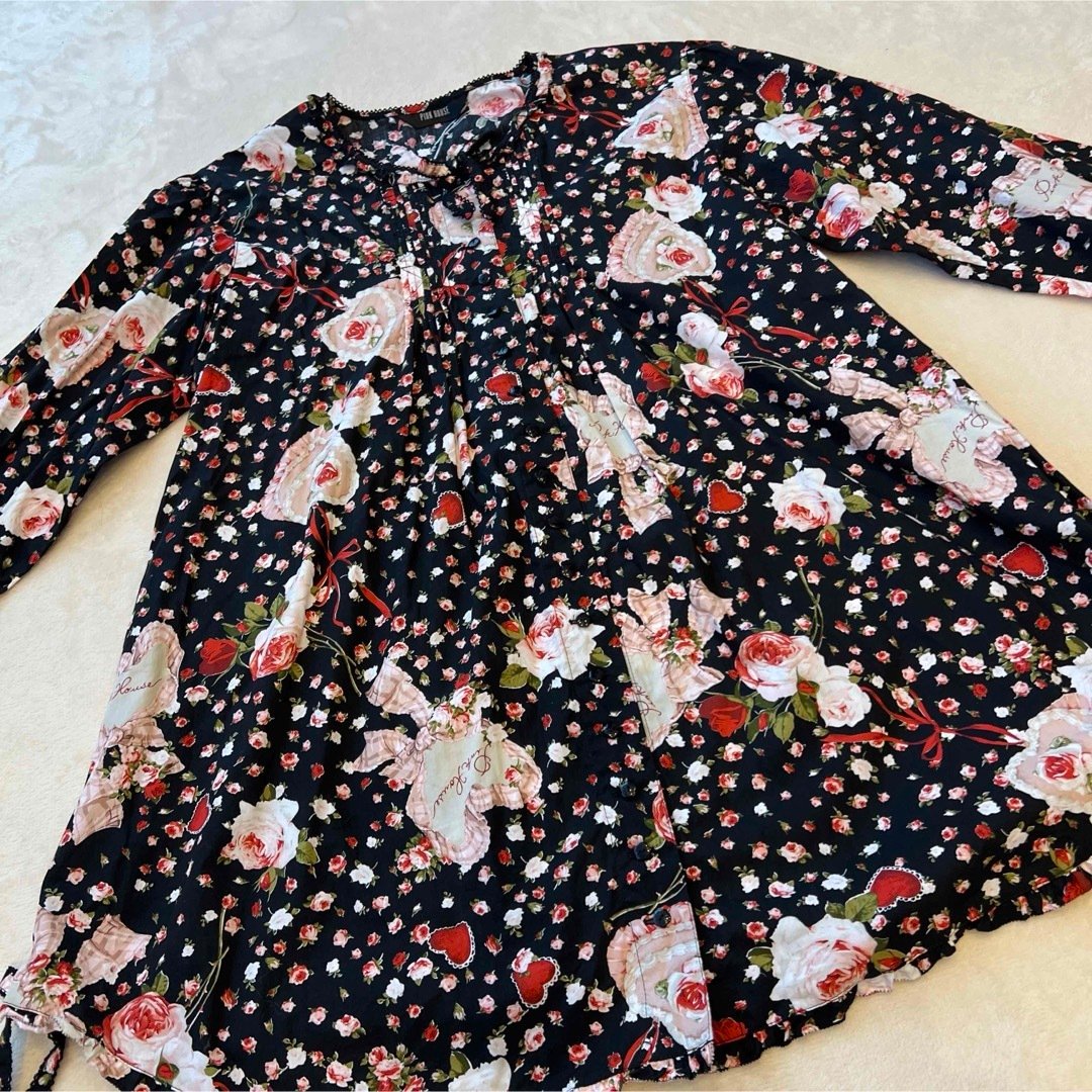 【極美品】ピンクハウス50周年　薔薇ブーケフリルハート　チュニックブラウス