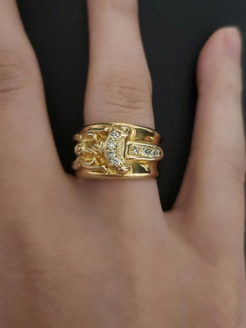 クロムハーツダガーリングダイヤパヴェ22Kメッキ加工