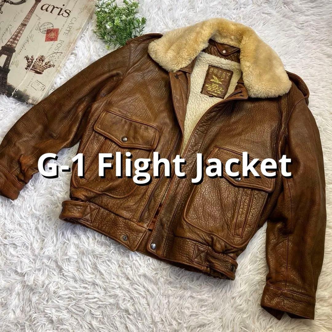 G-1 ボア ライナー フライトジャケット 茶 レザー 革ジャン ブルゾン